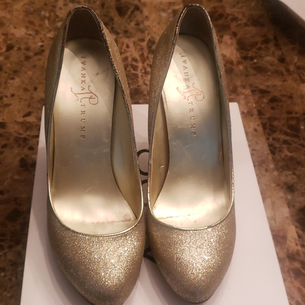 Ivanka Trump Gold Glitter Heels